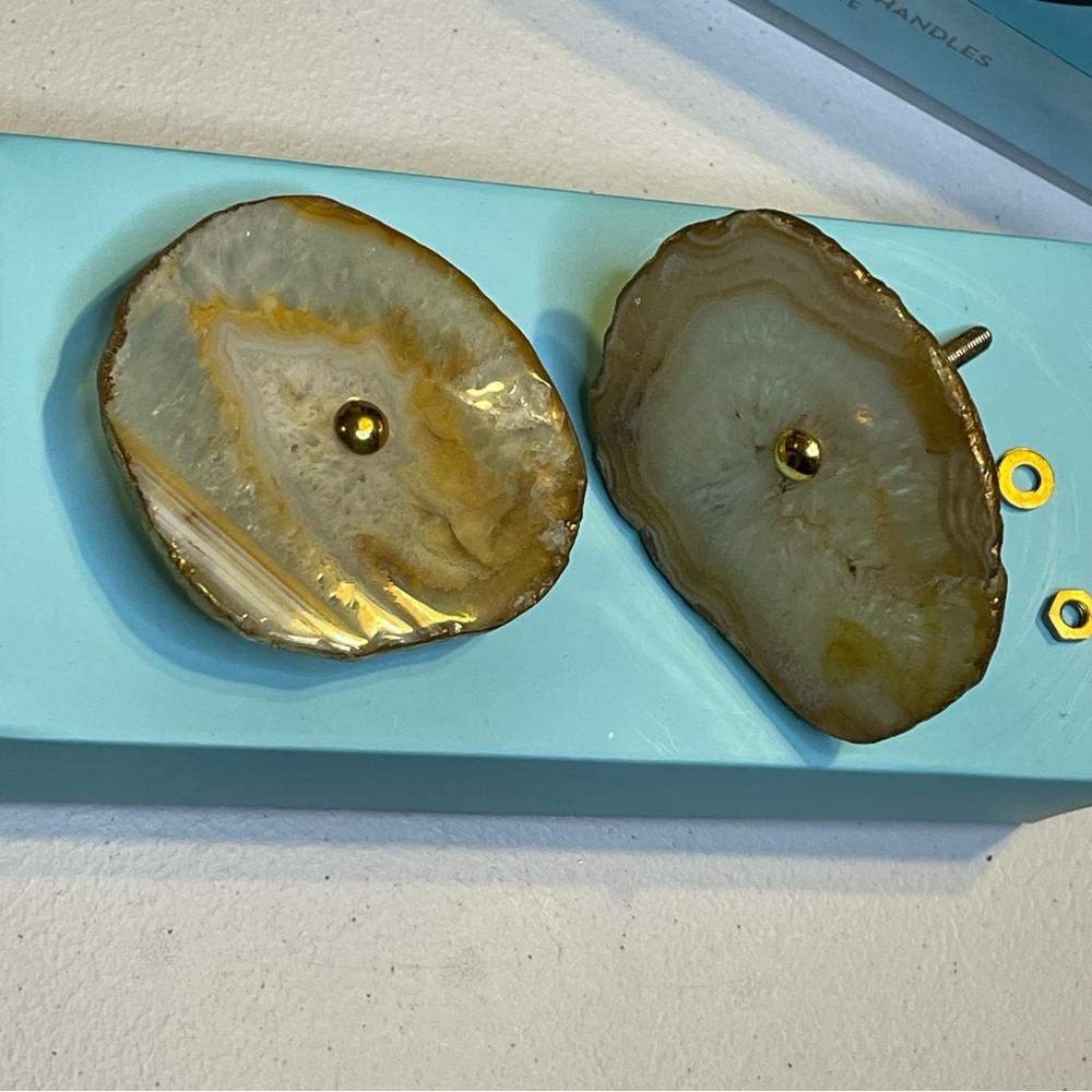 CYNTHIA ROWLEY: Rough Agate Drawer Pull Handles • NEW In Box • Natural Polish - Picture 2 of 10